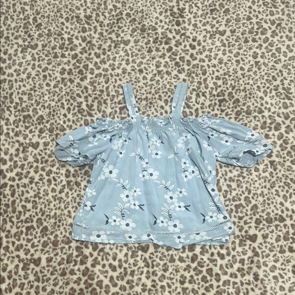 Floral Passport Blue Top